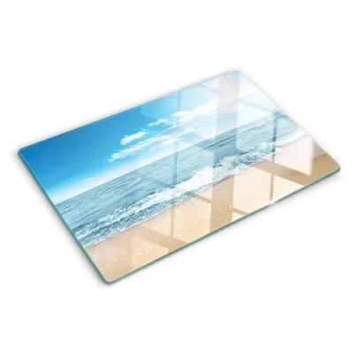 Image of Tulup Glass Chopping Board Cutting Tempered Protection Kitchen Splashback Beach