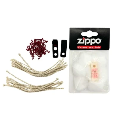 Image of Lighter Repair Kit: Comprehensive Bundle with 100 Flints, Zippo Cotton and Felt, 20 Long Wicks, 2 Rubber Gasket Seals Essential Maintenance Set for Zippos Similar Lighters