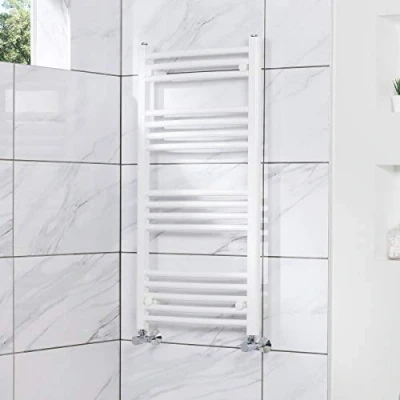 Image of NRG Curved Heated Towel Rail Radiator Bathroom Central Heating Ladder Warmer Rad 1000x500mm White