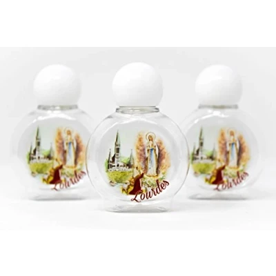 Image of Catholic Gift Shop 3 Lourdes Water Bottles Filled with Holy &amp; Prayer Card