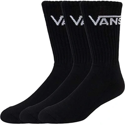 Image of Vans Classic Crew Socks, Pack of 3, black / white, 43 47