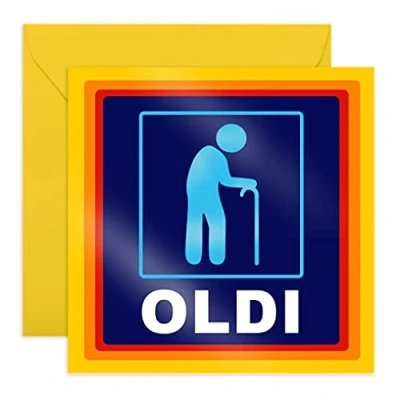 Image of Funny Card for Husband Dad Brother Men &#039;Oldi&#039; Birthday Him Granddad Retirement Comes with Fun Stickers