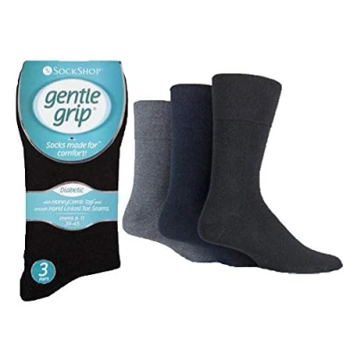 Image of InsightClothing Sock Shop Gentle Grip Ladies 4 8 Diabetic Socks with Honeycomb top seamless toe Dark Colour Mix