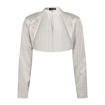 Image of Bolerose Formal Long Sleeve Satin Bolero Shrug (Silver, S)
