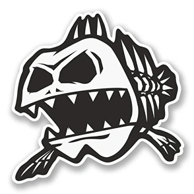 Image of 2 x Zombie Fish Vinyl Sticker Decal iPad Laptop Car Bike Helmet Fishing #5817 (10cm 10cm)