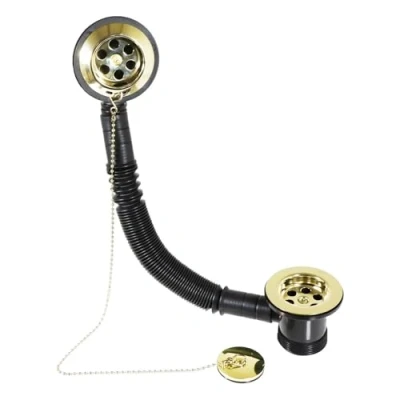 Image of SPARES2GO Bath Combination Waste Overflow Plug &amp; Chain 40mm 1.5&quot; (Silver)