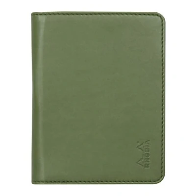 Image of RHODIA 211003C Rhodiarama Clipboard and Document Holder Booklet N11 Sage for Notepads or A7 Size Notebooks (7.4 x 10.5 cm) Premium Italian Faux Leather Collection
