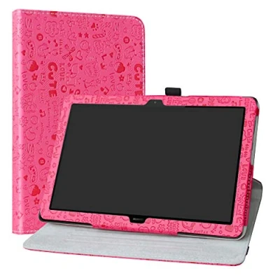 Image of LiuShan MediaPad T5 10 Rotating Case, 360 Degree Rotation Stand PU Leather With Cute Pattern Cover for 10.0&quot; Huawei Inch 2018 Android Tablet,Rose Red