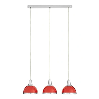 Image of Premier Housewares E27 Edison Screw 40 W 3 Ceiling Light Shade Lights Red Pendant Lighting H120xW68xD18