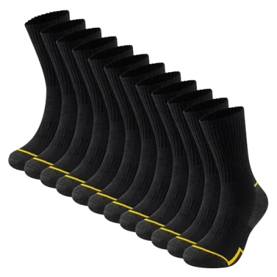 Image of The Essentials Wardrobe Mens 12 Pack Work Socks Black Yellow Stripe UK 6 11/EU 39 45