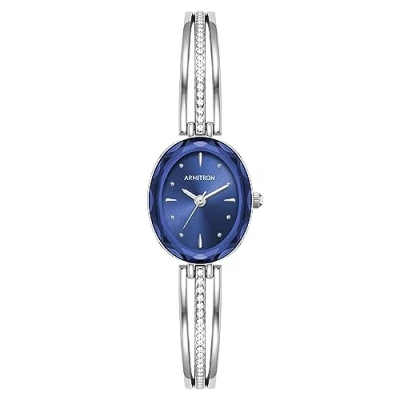 Image of Armitron Women&#039;s Crystal Accented Bangle Watch, 75/5903, Blue/Silver, Japanese