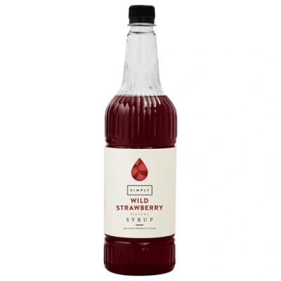 Image of Simply Wild Strawberry Syrup, Vegan &amp; Nut Free Flavoured Syrup for Coffee, Cocktails Baking (1 Litre)