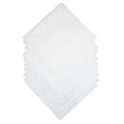 Image of 15pc Handkerchiefs Plain White Men x 38cm 100% Cotton Square Pocket Hankie Hanky