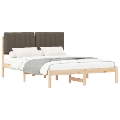 Image of vidaXL Bed Frame with Upholstered Headboard Taupe 140 x 200 cm