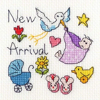 Image of Bothy Threads Cross Stitch Kit Greeing Card New Baby
