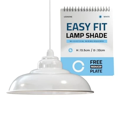 Image of LEDSone Industrial Pendant Ceiling Light Shade, Retro Kitchen Lights Vintage Metal Loft Bar Hanging Chandelier Lighting Rustic Lamp Shade (Curved White)