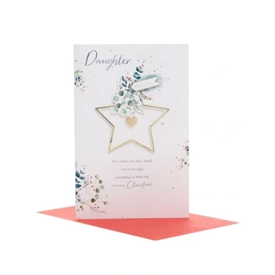 Image of UK Greetings Christmas Card for Daughter Star Design