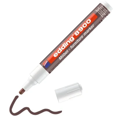 Image of edding 8900 furniture marker mahagony round nib 1.5 2 mm for covering up scratches and damages on veneers, solid wood, tables, desks