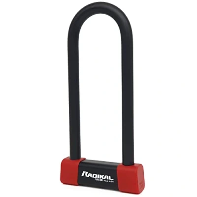 Image of RADIKAL RK250R Premium U Lock Homologated SRA, 85x250mm/3.34x9.84in More Locking Options, ø18mm/0.7in Hardened Steel Coated Double Closure Shackle, AntiTheft for Motorcycle Scooter Electric Bike