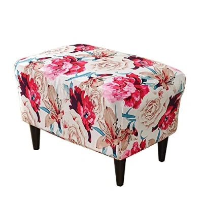 Image of Meigeh wingback chair slipcovers armchair covers Printed cover Ottoman stretch rectangle Foot Stool pouffe
