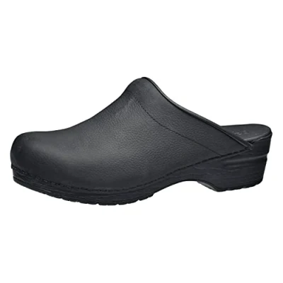 Image of Sanita Sonja Textured Mule Clog Original Handmade Flexible Leather for Women Maximum Stability Anatomical Shaped Footbed with Soft Foam Black 6.5 UK