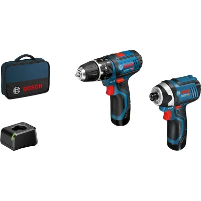 Image of Bosch Professional 12V System Cordless Combi Drill GSB 15 + Impact Driver GDR 105 (incl. 2x2.0Ah Battery Charger GAL 40, in Bag)