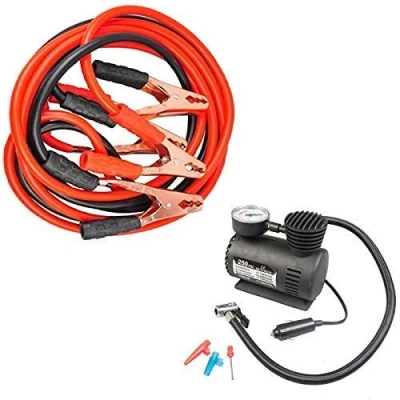 Image of Automotive Tyre inflator/Air Compressor 12v + 3m Jump Leads/Booster Cables