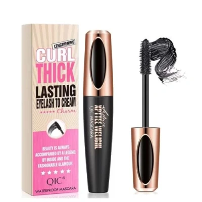 Image of 4D Silk Fiber Lash Mascara, Waterproof, Longer &amp; Thicker Lashes，No Clumping, No Smudging,Voluminous Eyelashes，Natural Smudge Proof, Adds Length，Hypoallergenic Formula, Black（1pcs)