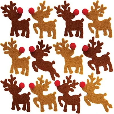 Image of Baker Ross FX239 Reindeer Pom Stickers Pack of 80, Christmas for Children, Scrapbooking and Decorating, Brown Red