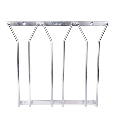 Image of Dianoo Wine Glass Rack with 3 Rows Wire Hanging Frame, Stainless Steel Table Stand Under a Cabinet [10.78 Inch] [Plate]