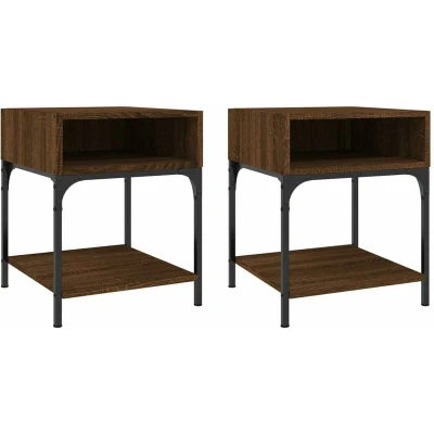 Image of vidaXL Bedside Tables 2 pcs Brown Oak 40x41x50 cm Engineered Wood
