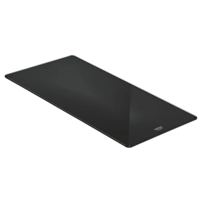 Image of GROHE Glass Chopping Board, Over Kitchen Sink Cutting 240 x 450 mm, Thickness 5 Break Proof, Dishwasher Safe, Black, 40786K00