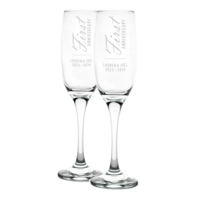 Image of The Gift Experience Personalised 1st Anniversary Champagne Flutes, Gifts, Glass, Wedding Gifts