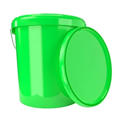 Image of FixedByU with lid 16 liters green food safe airtight and stable empty bucket handle closure for chemicals wall paint washing powder glue suitable 1 piece