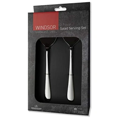 Image of Grunwerg Windsor Carded 2 Piece Salad Serving Set 2BXSLDWDR, 18/0 Stainless Steel