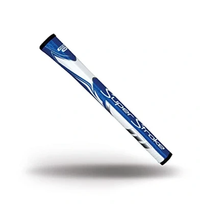 Image of SuperStroke Zenergy Pistol GT Tour Putter Grip Enhanced Spyne Technology, Classic Shape with No Taper Comfort Blue / White