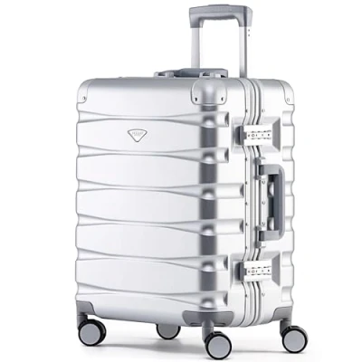 Image of Flight Knight Premium Travel Suitcase 8 Spinner Wheels Built in TSA Lock Lightweight Aluminium Frame, ABS Hard Shell Carry on Check Luggage Highly Durable Approved for Over 100 Airlines