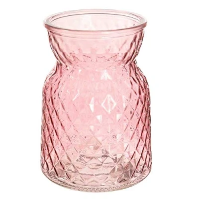 Image of Textured Pink Glass Flower Bud Vase Jar Home Decoration Decor Ornament