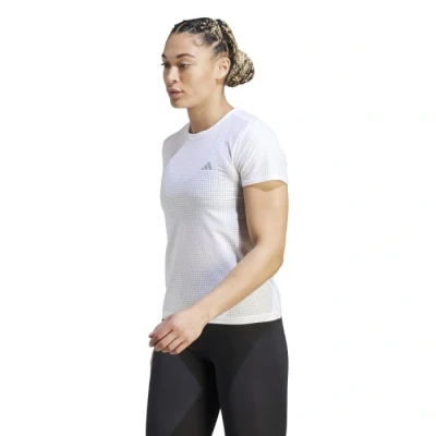 Image of adidas Women&#039;s Fast Tee Size M Lightweight White Running Singlet, Breathable Fabric for Comfort