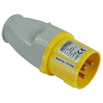Image of Faithfull FPPPLUG110 Yellow Plug 110v 16A Replacement for Trailing Leads