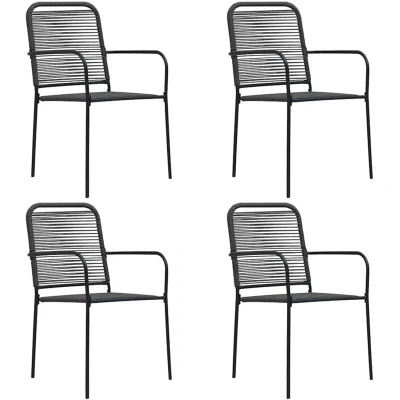 Image of vidaXL Garden Chairs 4 pcs Cotton Rope and Steel Black