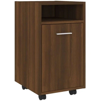 Image of vidaXL Side Cabinet with Wheels Brown Oak 33x38x60 cm Engineered Wood