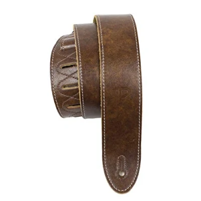 Image of Perri&#039;s Leathers Italian Garment Leather Guitar Strap (High End Deluxe Soft Leather) 2 Inch Wide &amp; XL Extra Long Suitable for Most Guitars, Chestnut,EM2 6554