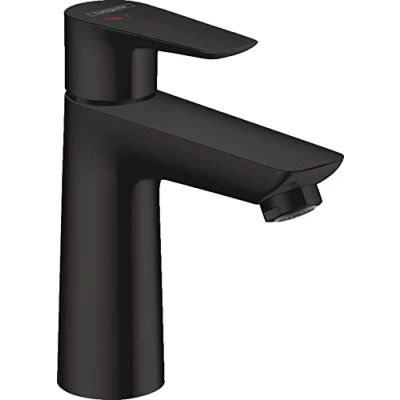 Image of hansgrohe 71714670 Talis E 110 CoolStart Single Lever Washbasin Mixer Tap Without Drain Fitting Matt Black, spout Height mm