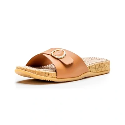 Image of Revs Katrine Women’s Single Strap Reflexology Massage Sandals, Tan UK5