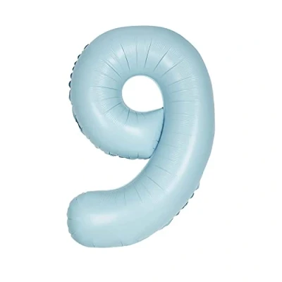 Image of Giant Foil Number 9 Balloon 86 cm Matte Baby Blue