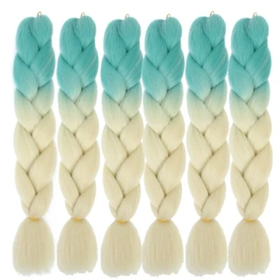 Image of braids Extensions ombre jumbo extension 24&quot; Synthetic Hair Braiding 6pcs (lake blue blonde)
