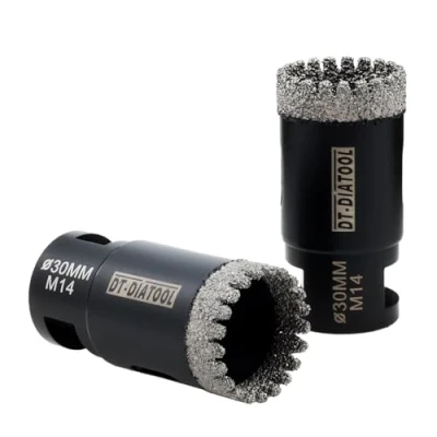 Image of DT DIATOOL Diamond Core Drill Bit 30mm 2 Pack Hole Saw for Porcelain Tile Ceramic Marble Granite M14 Thread