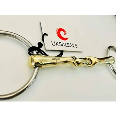 Image of UKSALES25 Loose Ring Snaffle Bit Verbindend Angled (Horse Bits) (5&quot;)