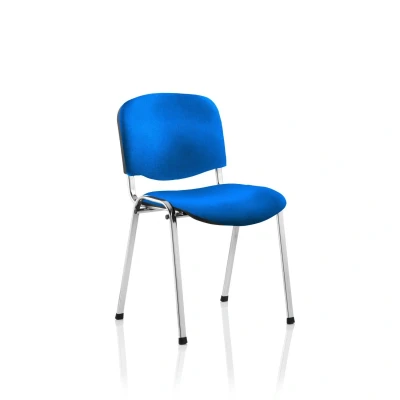 Image of ISO Stacking Chair Blue Fabric Chrome Frame